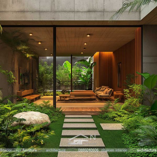 Sân trong nhỏ tại nhà vườn